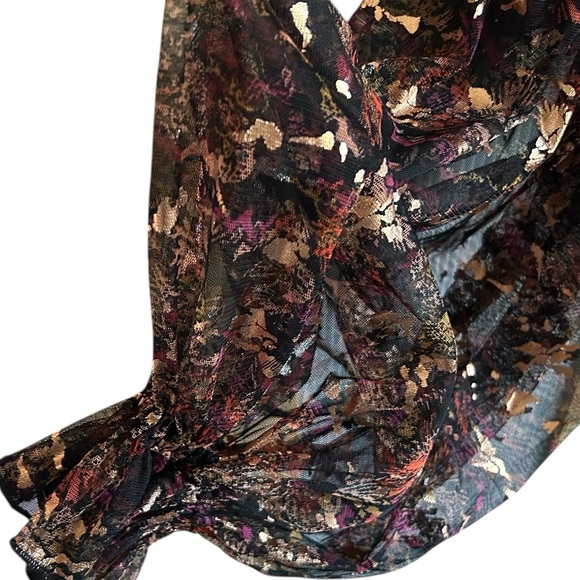 Free People Camille Top Black Embellished Blouse Black Purple Gold Sparkle XS - Picture 8 of 14